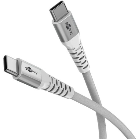 Supersoftes USB 2.0 Textilkabel, USB-C Stecker  USB-C Stecker (wei, 1 Meter) (70193)