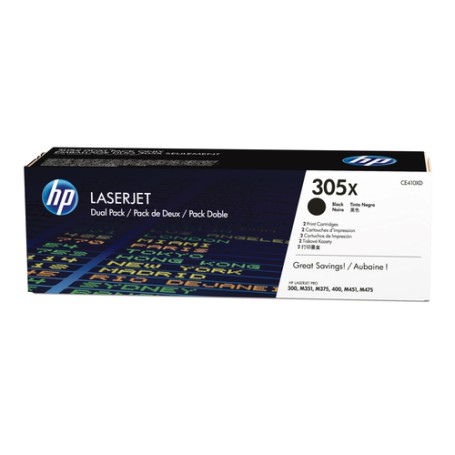 HP Toner CE410XD (305X) - Doppelpack - Schwarz - Kapazität: 2x 4.000 Seiten (CE410XD)