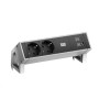 Bachmann Desk 2 prolunghe e multiple 2 presa(e) AC Interno Nero, Argento (902901)