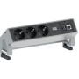 Bachmann 3x Schuko 1x CAT6 1x USB3.0 prolunghe e multiple 1,5 m 3 presa(e) AC Nero, Acciaio inox (902.501)