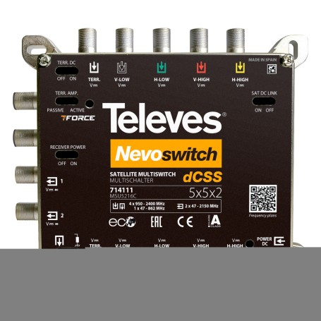 Televes NevoSwitch multinterruttore satellitare 5 ingressi 2 uscite (MSU5216C)