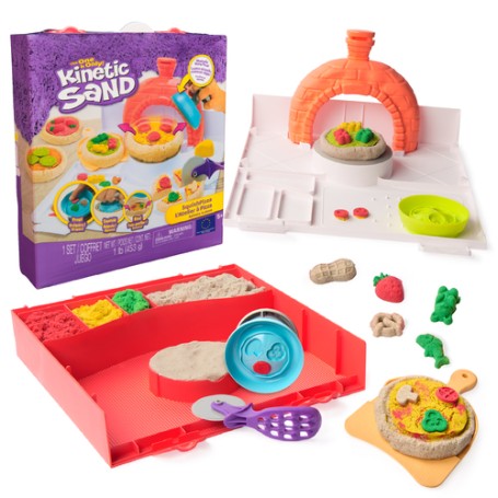 Kinetic Sand , Set di Gioco Squish Pizza, con 452 g di Sabbia e 5 Attrezzi, Giocattoli per Bambini e Bambine, 5+ Anni (6072551)