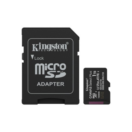 Kingston Technology 1TB microSDXC Canvas Select Plus Gen3 150MB/s A1 (Adattatore SD incluso) (SDCS3/1TB)