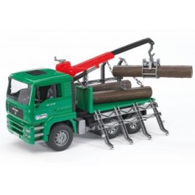 MAN Holztransport-LKW mit Ladekran und 3 Baumstmmen (02769)