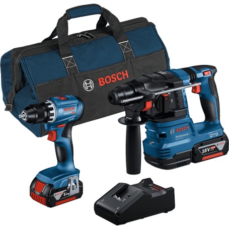 Kombi-Set Akku-Bohrschrauber GSR 18V-45 + Akku-Bohrhammer GBH 18V-22 (blau, 2x Li-Ionen Akku 4,0Ah, Werkzeugtasche) (0615A50038)
