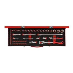 Red Steckschlssel-Satz 1/4" + 1/2", 49-teilig (rot, mit 2 Umschalt-Knarren, SW 4mm - 24mm) (3300010)