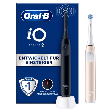 Oral-B iO Series 2 Elektrische Zahnbürste + 2. Handstück Night Black/ Calm Pink (612470)