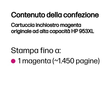 HP 953XL High Yield Magenta Original Ink Cartridge cartuccia d'inchiostro 1 pz Resa elevata (XL) (F6U17AE)