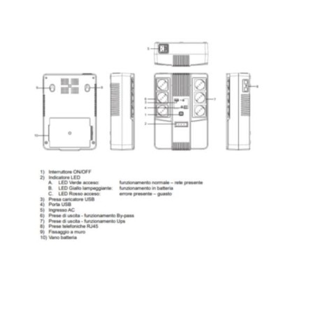 MULTIPRESA 800VA 480W 6 SHUKO USB (EL-MULTISTATION800)