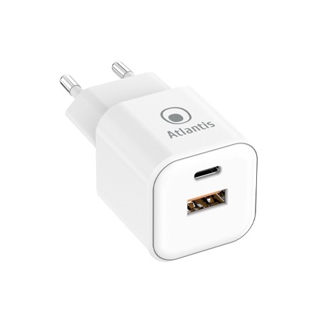 ALIMENTATORE ATLANTIS UNIVERSALE per SMARTPHONE E TABLET P008-PD35GN-2U AC 35W output 1xUSB 1xUSB-C PD TECNOLOGIA GAN