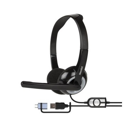 CUFFIA STEREO CON MIC. USB-A + USB-C ADAPTER (HHEADMUS-CX)