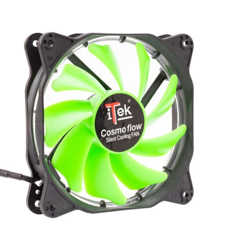 itek Cosmo Flow Case per computer Ventilatore 12 cm Nero, Verde (ITCFLC12G)