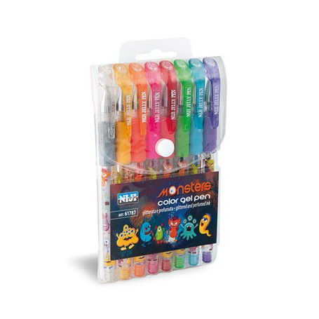 Niji 61787 penna gel Penna in gel con cappuccio Multicolore 8 pz