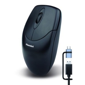 MOUSE USB 1000 DPI USB-A + USB-C ADAPTER (XMICEU2-CX)