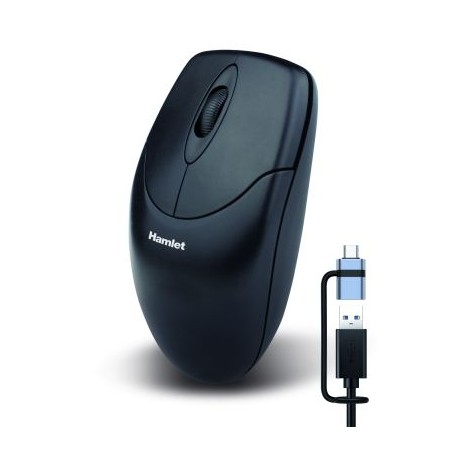 MOUSE USB 1000 DPI USB-A + USB-C ADAPTER (XMICEU2-CX)