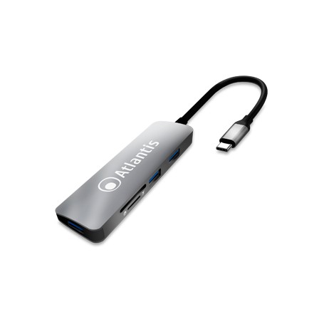 Atlantis Land A04-TC_CR+HB replicatore di porte e docking station per laptop USB 3.2 Gen 1 (3.1 Gen 1) Type-C Grigio
