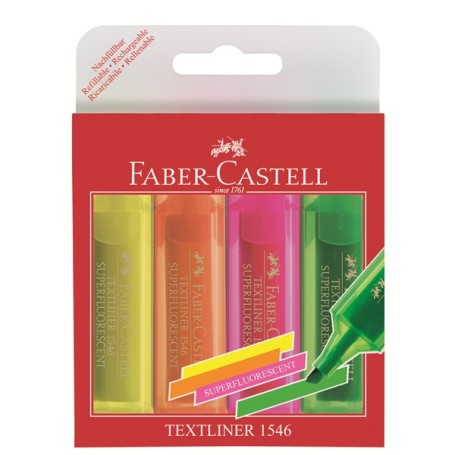 Faber-Castell TEXTLINER 1546 evidenziatore 4 pz Punta smussata Arancione, Rosa, Verde, Giallo (154604)
