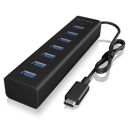 ICY BOX IB-HUB1700-C3 hub di interfaccia USB 3.2 Gen 1 (3.1 Gen 1) Type-C 5000 Mbit/s Nero (IB-HUB1700-C3) (60257)