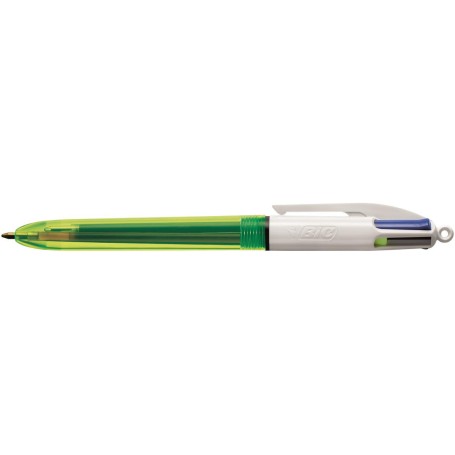 BIC 4Colours Fluo Penna retrattile a clip Nero, Blu, Rosso, Giallo 12 pz (933948)