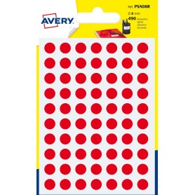 Avery PSA08R etichetta autoadesiva Cerchio Permanente Rosso 420 pz (PSA08R)