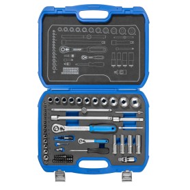Steckschlssel-Satz 19 BMC 20, 1/4" + 1/2" (schwarz/blau, 69-teilig, mit 2 Umschalt-Knarren)