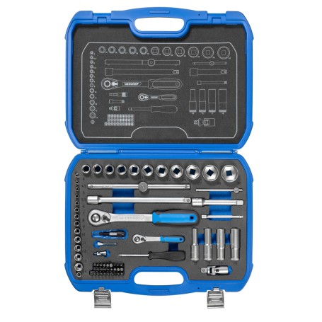 Steckschlssel-Satz 19 BMC 20, 1/4" + 1/2" (schwarz/blau, 69-teilig, mit 2 Umschalt-Knarren)