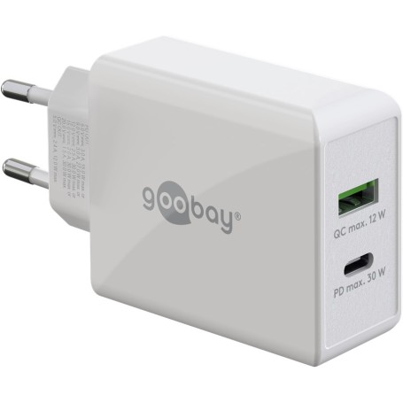 USB-C PD Dual-Schnellladegert 30 Watt (wei, 1x USB-A, 1x USB-C PD) (61674)