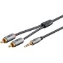 Plus Audio Adapterkabel AUX 3,5mm Klinke  Stereo-Cinch Stecker (schwarz/silber, 2 Meter) (65288)