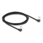 Patchkabel RJ-45 Cat.6a S/FTP, Slim 90 gewinkelt (schwarz, 2 Meter, nach oben abgewinkelte Stecker) (80300)