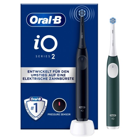 Oral-B iO Series 2 Elektrische Zahnbürste + 2. Handstück Night Black/ Forest Green (612418)