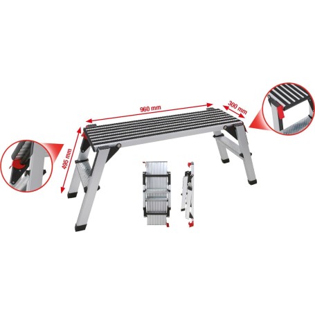 KS TOOLS Aluminium-Sicherheits-Laufbühne, L1000xB405xH480mm (800.0960)