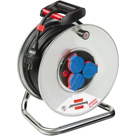 Brennenstuhl 25m H07RN-F 3G2,5 prolunghe e multiple 3 presa(e) AC Nero, Blu, Rosso, Argento (1198350)