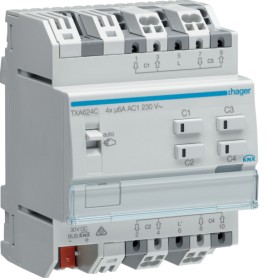 Hager TXA624C DIN montato su guida Attuatore per tendina/persiana 4 canali