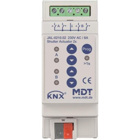 MDT - Jalousieaktor 2-fach 2TE REG 10A für Rollladenmotoren 230VAC bis 600W (JAL-0210.02)