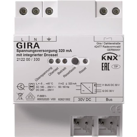 Gira KNX-Spannungsversorgung 320mA Drossel REG 212200 (212200)