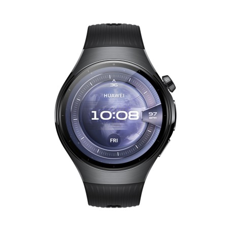 Huawei WATCH 5 (46 mm), cassa in acciaio inox 316L e cinturino nero. Compatibile con iOS e Android e chiamate E-sim (55020EWB)
