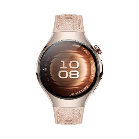 Huawei WATCH 5 (42 mm), cassa in acciaio inox 904L e cinturino beige. Compatibile con iOS e Android e chiamate E-sim (55020EWF)