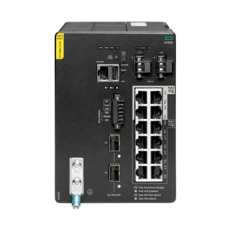HPE Aruba Networking CX 4100i 12p 1GbE 8p Class4 PoE and 4p Class6 PoE 2p SFP+ DIN Mount Switch (JL817A)