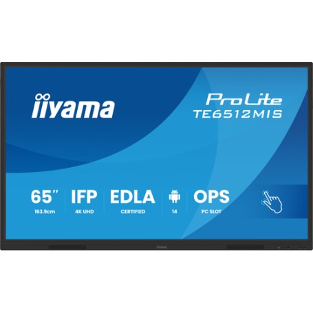 iiyama TE6512MIS-B4AG visualizzatore di messaggi Pannello piatto per segnaletica digitale 165,1 cm (65") LCD Wi-Fi 400 cd/m² 4K