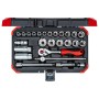 Red Steckschlssel-Satz 3/8", 26-teilig (rot/schwarz, mit Umschalt-Knarre, SW 6mm - 24mm) (3300053)