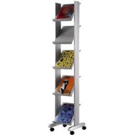 PAPERFLOW Prospektständer, für Boden, 5 Fächer, 350 x 385 x 1.675 mm, alusilber 1 Stück (259N.35)