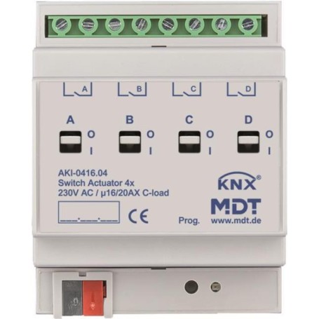 MDT AKI-0416.04 Schaltaktor 4fach 4TE REG 16/20A 230VAC C-Last Industrie 200ÂµF (AKI-0416.04)
