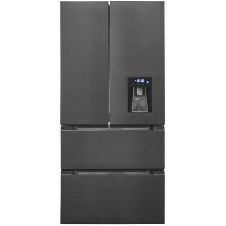 Exquisit FD490-160-WS-202E con porta alla francese, larghezza 83,6 cm, 506 L, NoFrost, erogatore d'acqua, acciaio inossidabile
