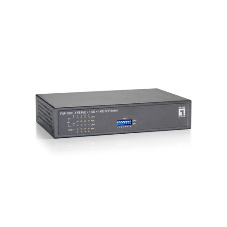 LevelOne FGP-1000 switch di rete Gigabit Ethernet (10/100/1000) Supporto Power over Ethernet (PoE) Nero, Grigio (FGP-1000)