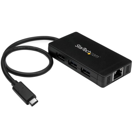 StarTech.com Hub USB 3.0 a 3 porte con USB-C e Ethernet Gigabit - Include Adattatore di Alimentazione (HB30C3A1GE)