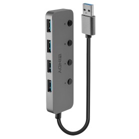 Lindy 43309 hub di interfaccia USB 3.2 Gen 1 (3.1 Gen 1) Type-A 5 Mbit/s Grigio (43309) (43309-LND) (LINDY43309)