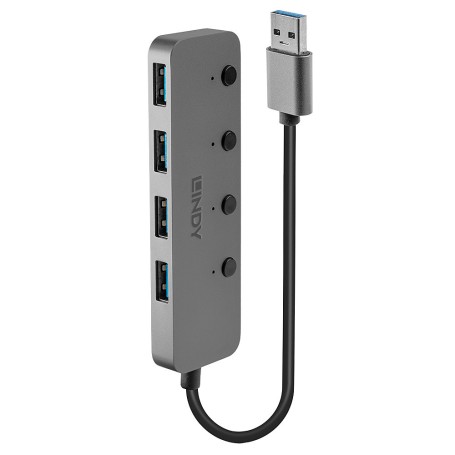 Lindy 43309 hub di interfaccia USB 3.2 Gen 1 (3.1 Gen 1) Type-A 5 Mbit/s Grigio (43309) (43309-LND) (LINDY43309)