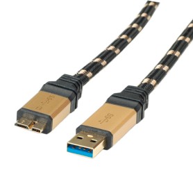 ROLINE 11.02.8878 cavo USB USB 3.2 Gen 1 (3.1 Gen 1) 0,8 m USB A Micro-USB B Nero, Oro