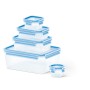 EMSA CLIP & CLOSE 508568 recipiente per cibo Rettangolare Set 3,7 L Blu, Trasparente 5 pz