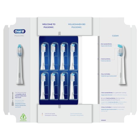 Oral-B Pulsonic Clean 81748491 testina per spazzolino 8 pz Bianco